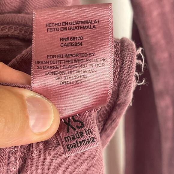 Free People Frontier Slub Knit Henley Tee Burgundy Marron Womens XS Relaxed Boho - Picture 8 of 10